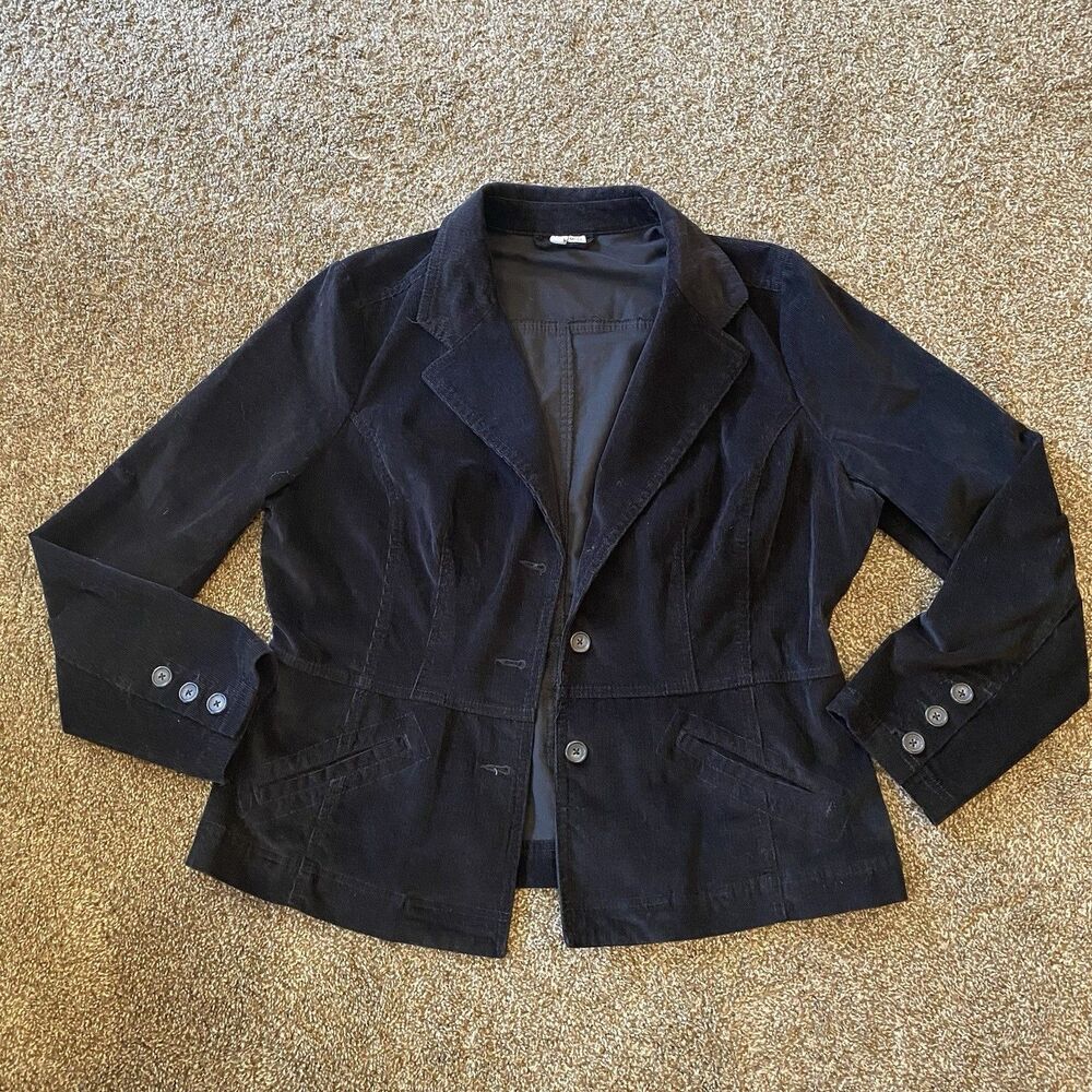 St. John's Bay Women's Corduroy Blazer Jacket Brown, Button Down, Size XL